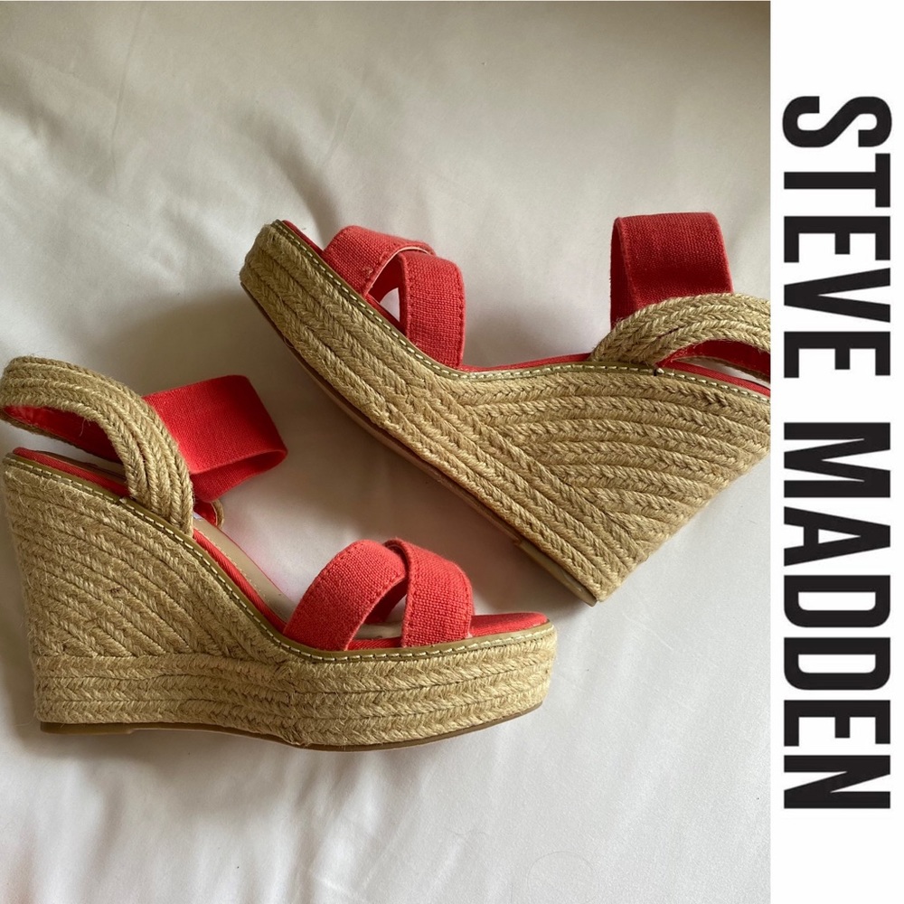 Steven Madden Jute Sling Back Wedges Size 9